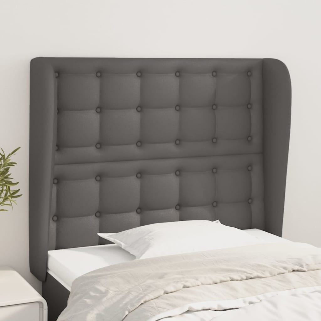 Hoofdbord met randen 83x23x118/128 cm kunstleer grijs