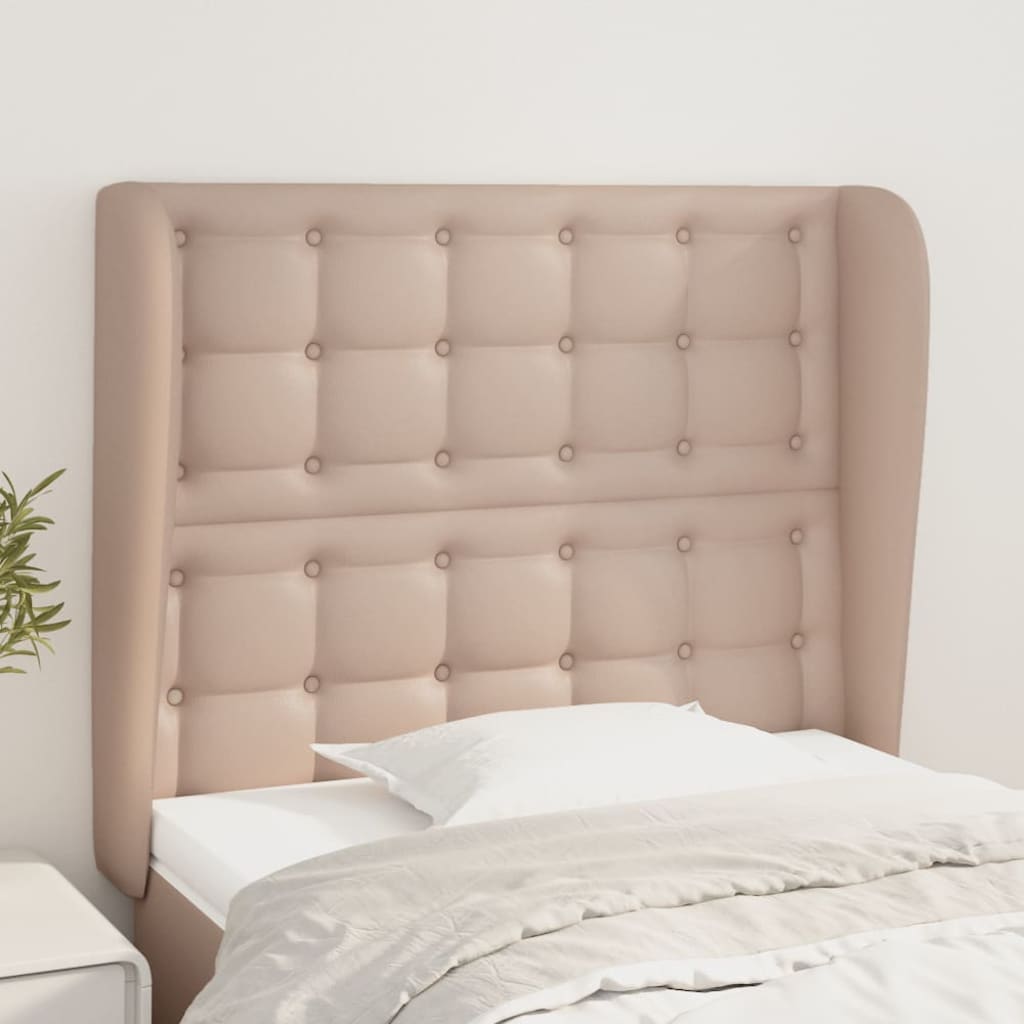 Hoofdbord met randen 83x23x118/128 cm kunstleer cappuccinokleur – afbeelding 1