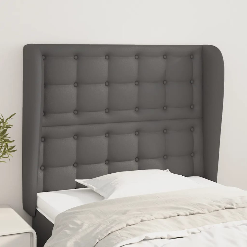 Hoofdbord met randen 93x23x118/128 cm kunstleer grijs