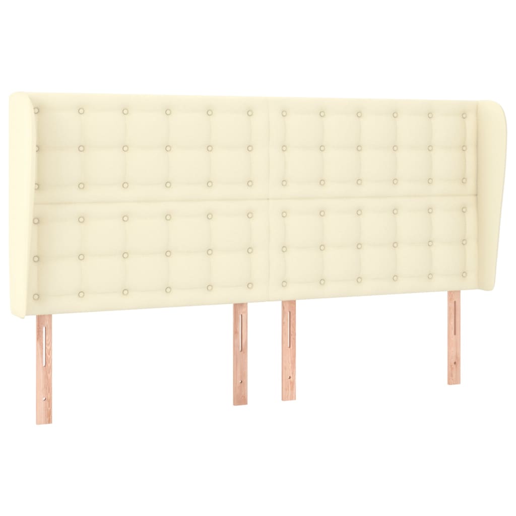Hoofdbord met randen 183x23x118/128 cm kunstleer crèmekleurig – afbeelding 2