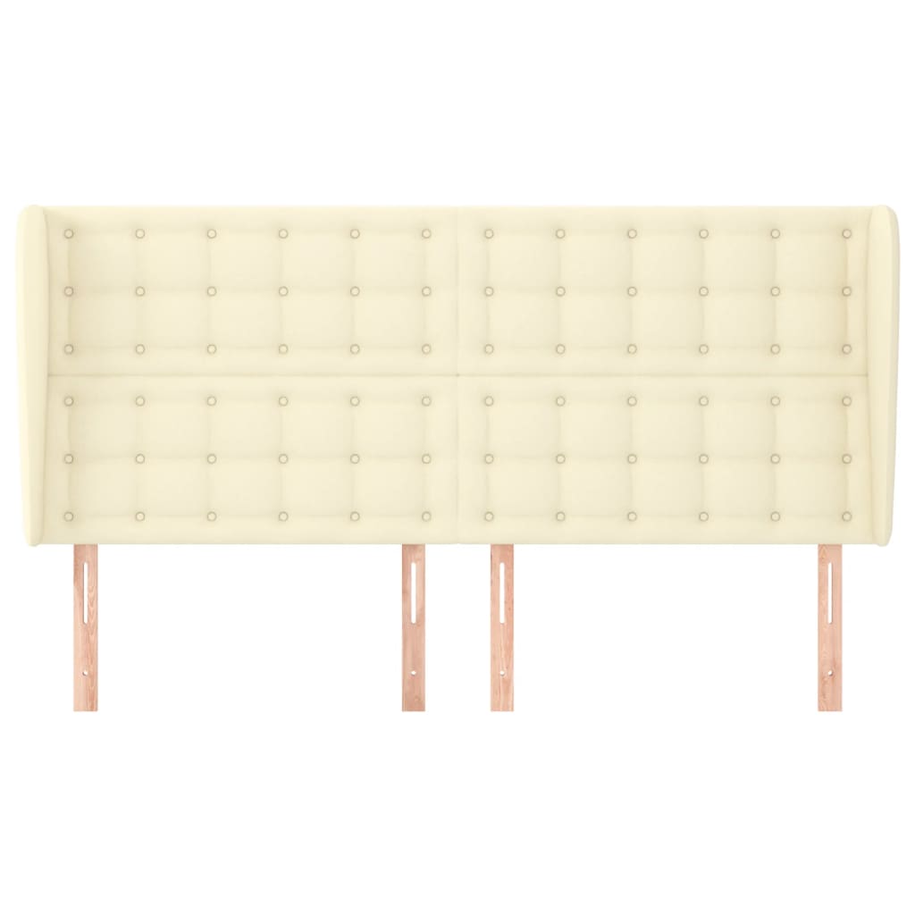 Hoofdbord met randen 183x23x118/128 cm kunstleer crèmekleurig – afbeelding 5