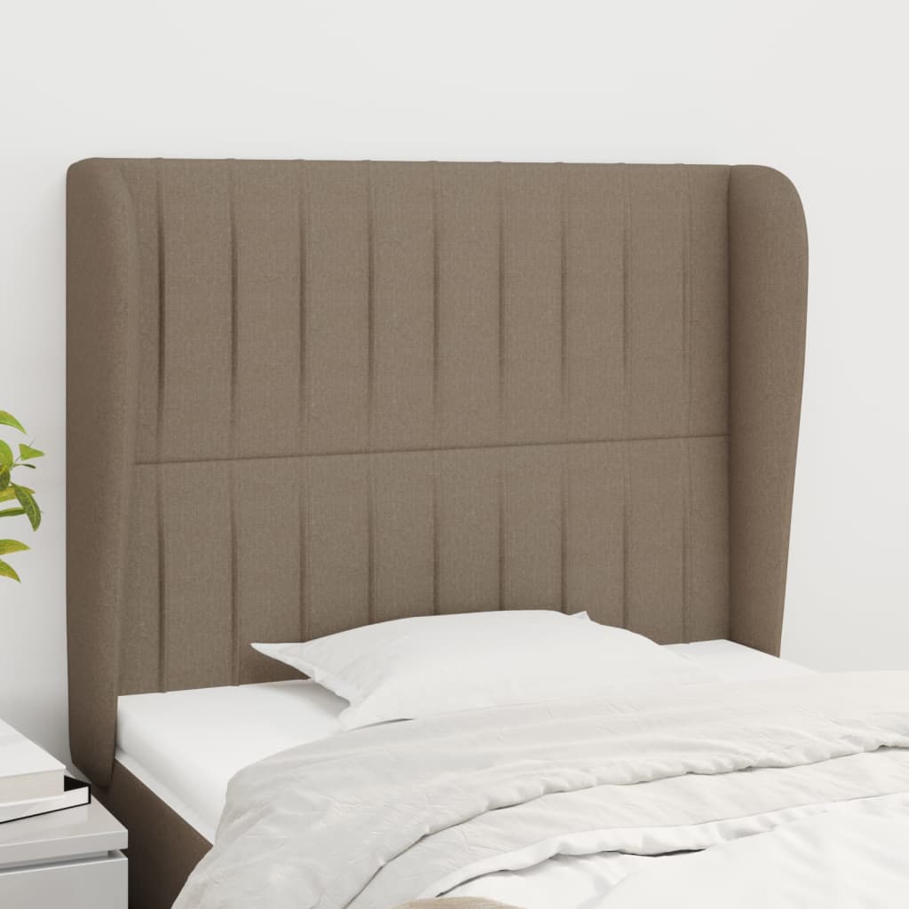Hoofdbord met randen 83x23x118/128 cm stof taupe – afbeelding 1