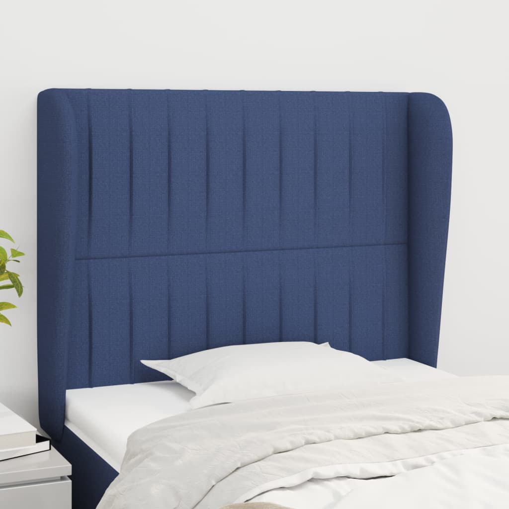 Hoofdbord met randen 83x23x118/128 cm stof blauw