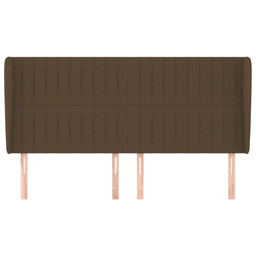Hoofdbord met randen 183x23x118/128 cm stof donkerbruin – afbeelding 3