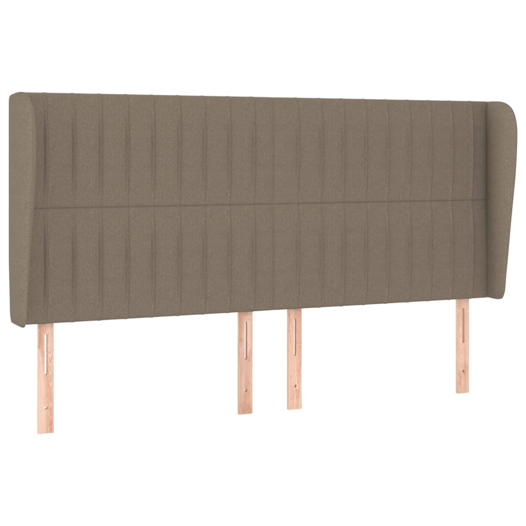 Hoofdbord met randen 203x23x118/128 cm stof taupe – afbeelding 2