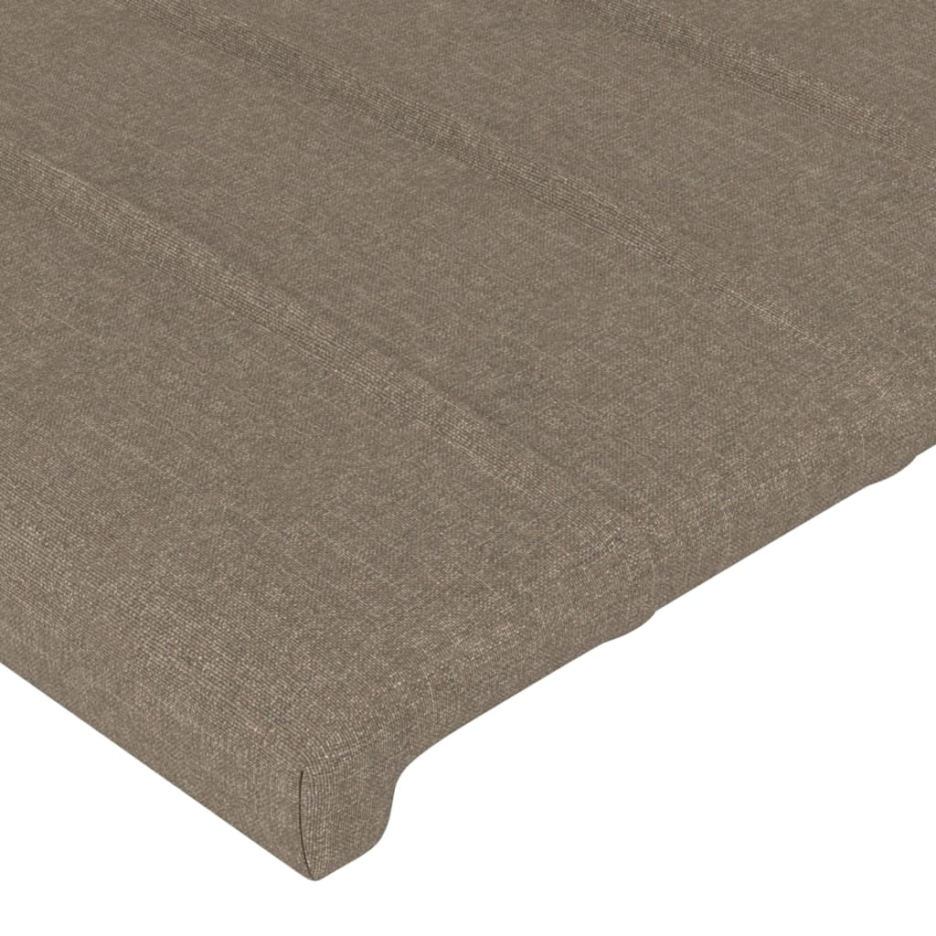 Hoofdbord met randen 203x23x118/128 cm stof taupe – afbeelding 5