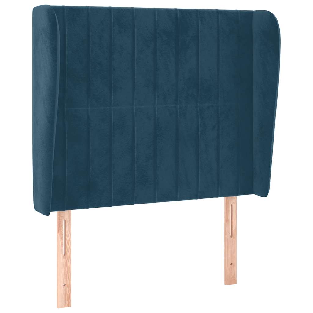Hoofdbord met randen 93x23x118/128 cm fluweel donkerblauw – afbeelding 2