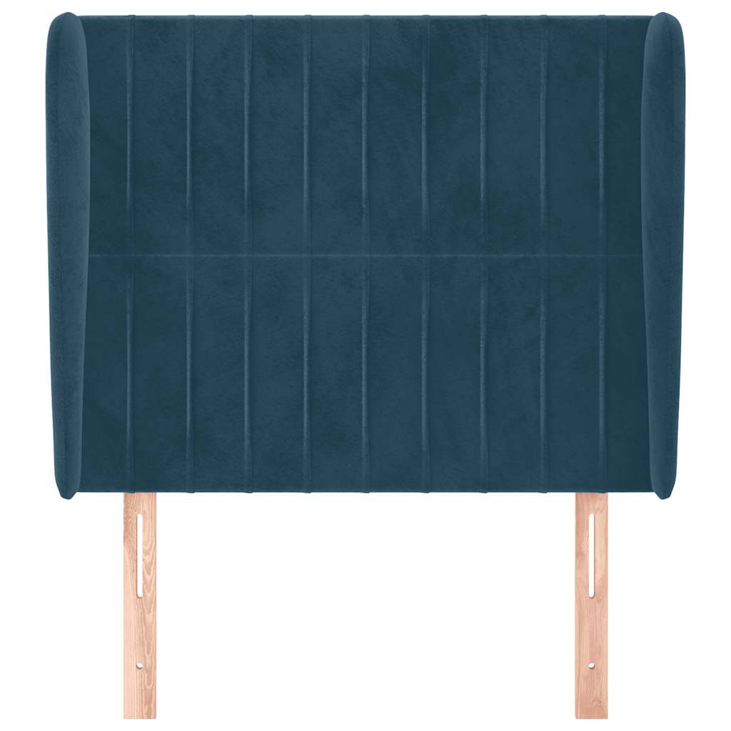 Hoofdbord met randen 93x23x118/128 cm fluweel donkerblauw – afbeelding 3
