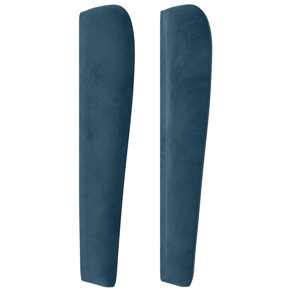 Hoofdbord met randen 93x23x118/128 cm fluweel donkerblauw – afbeelding 4