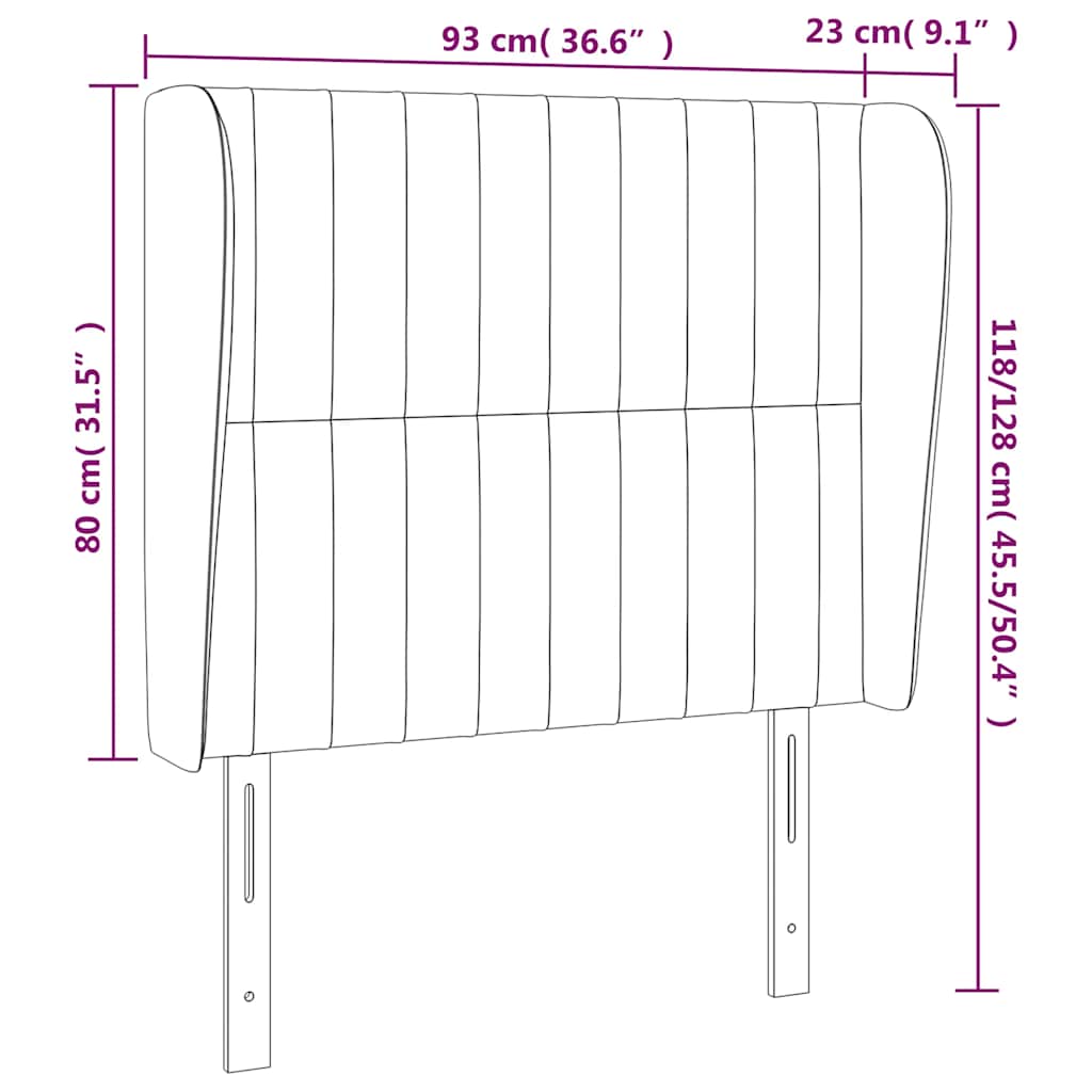 Hoofdbord met randen 93x23x118/128 cm fluweel donkerblauw – afbeelding 7