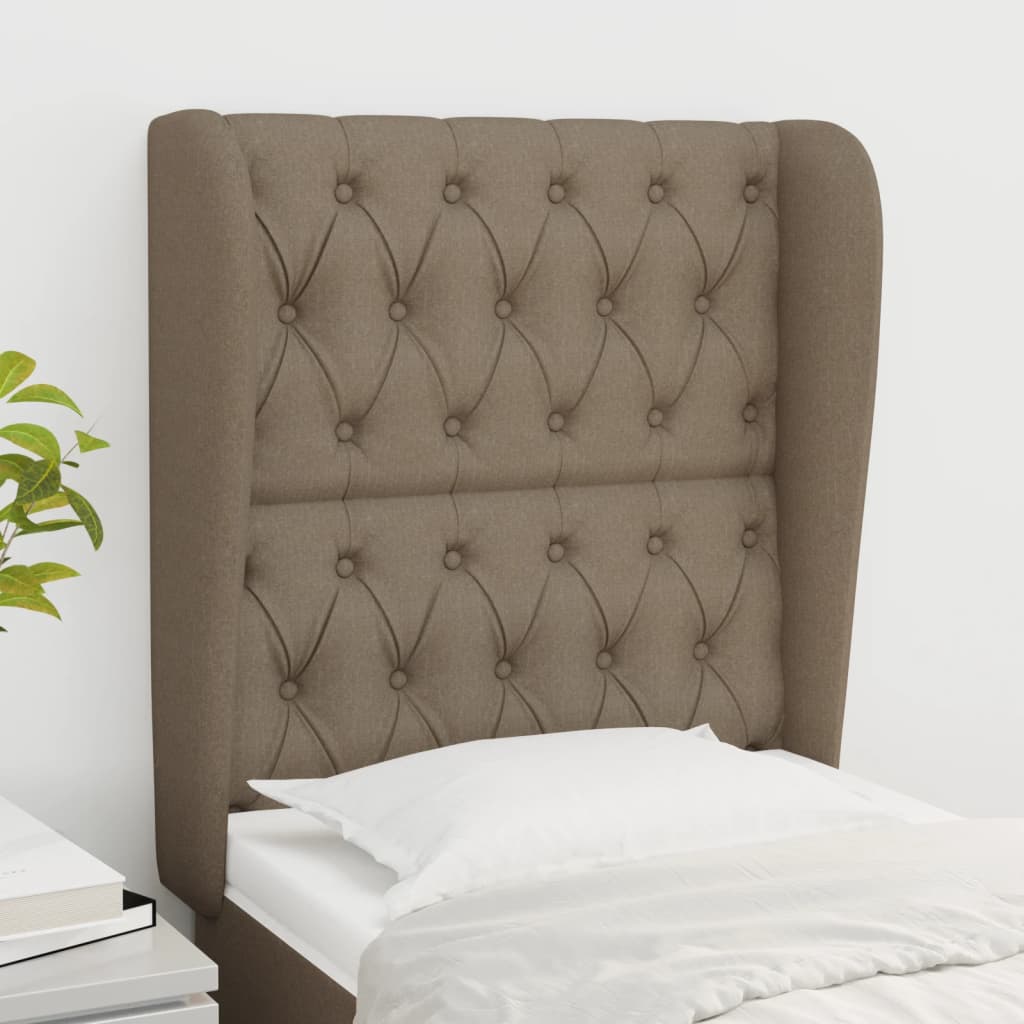 Hoofdbord met randen 83x23x118/128 cm stof taupe