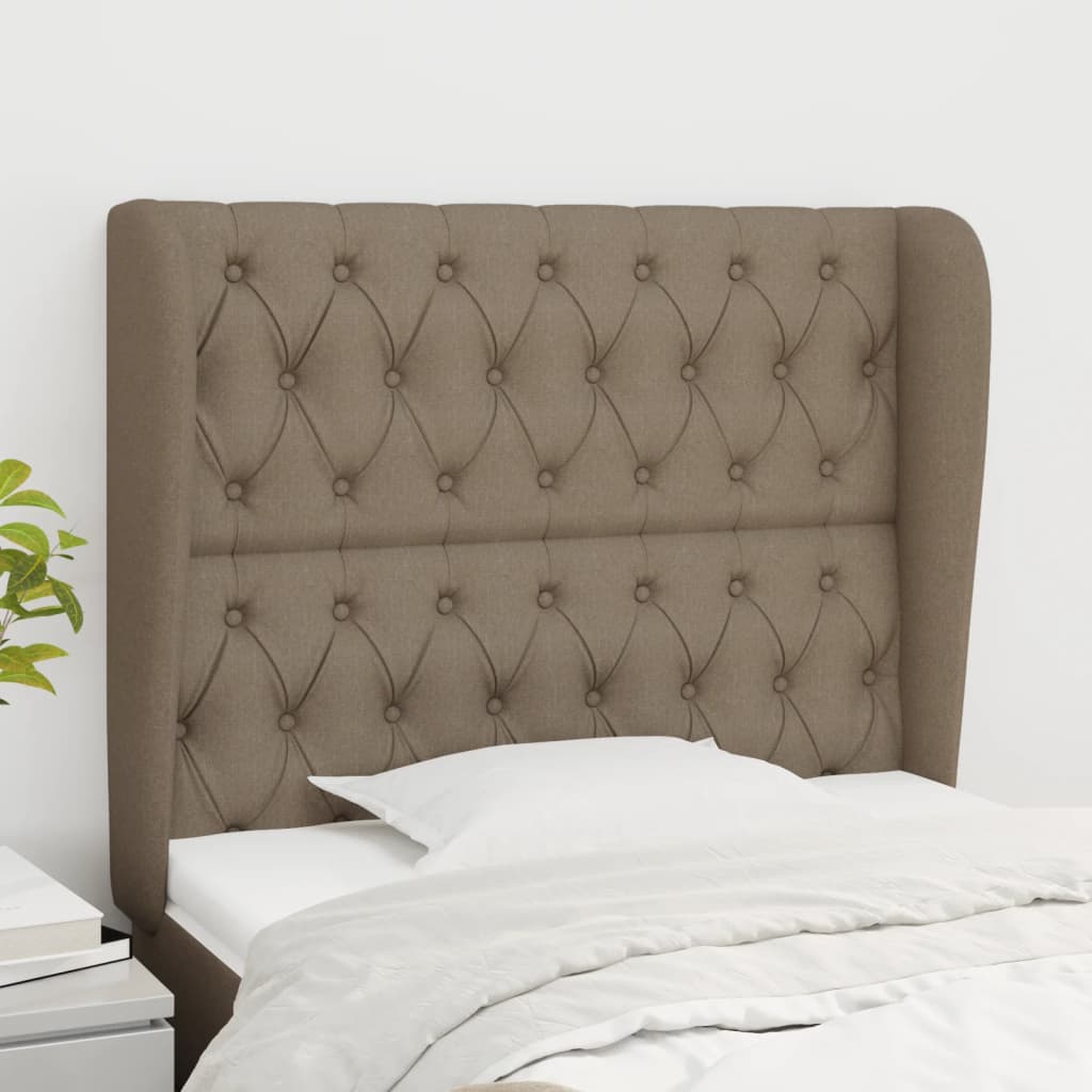 Hoofdbord met randen 93x23x118/128 cm stof taupe