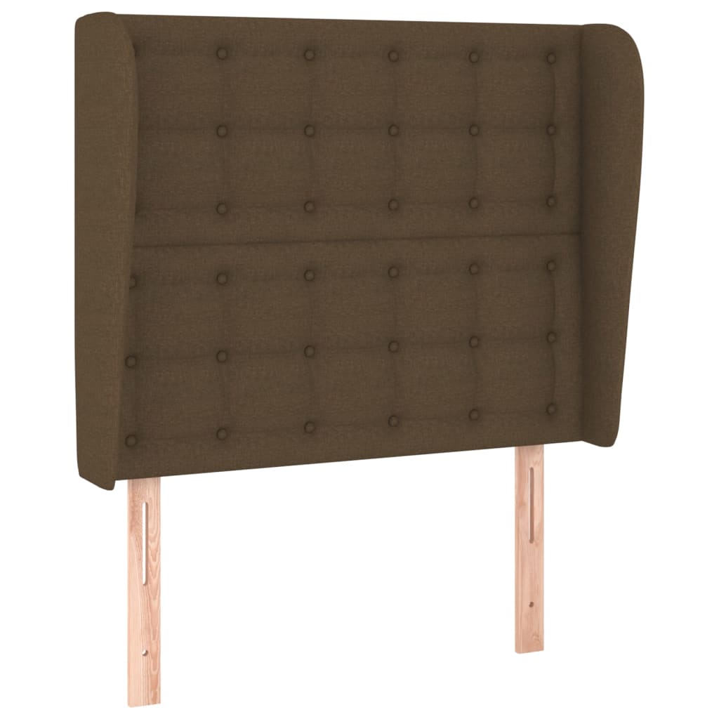 Hoofdbord met randen 83x23x118/128 cm stof donkerbruin – afbeelding 2
