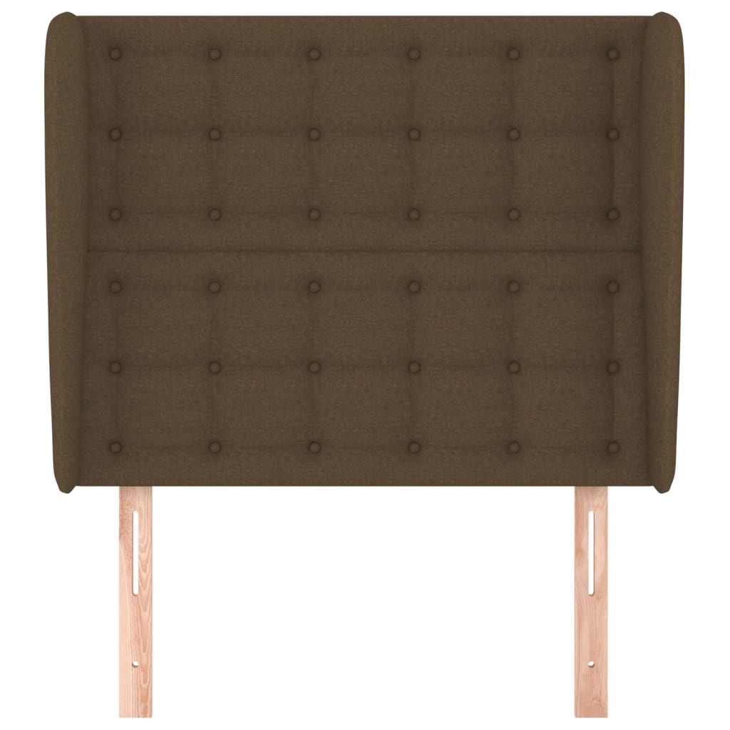 Hoofdbord met randen 83x23x118/128 cm stof donkerbruin – afbeelding 3