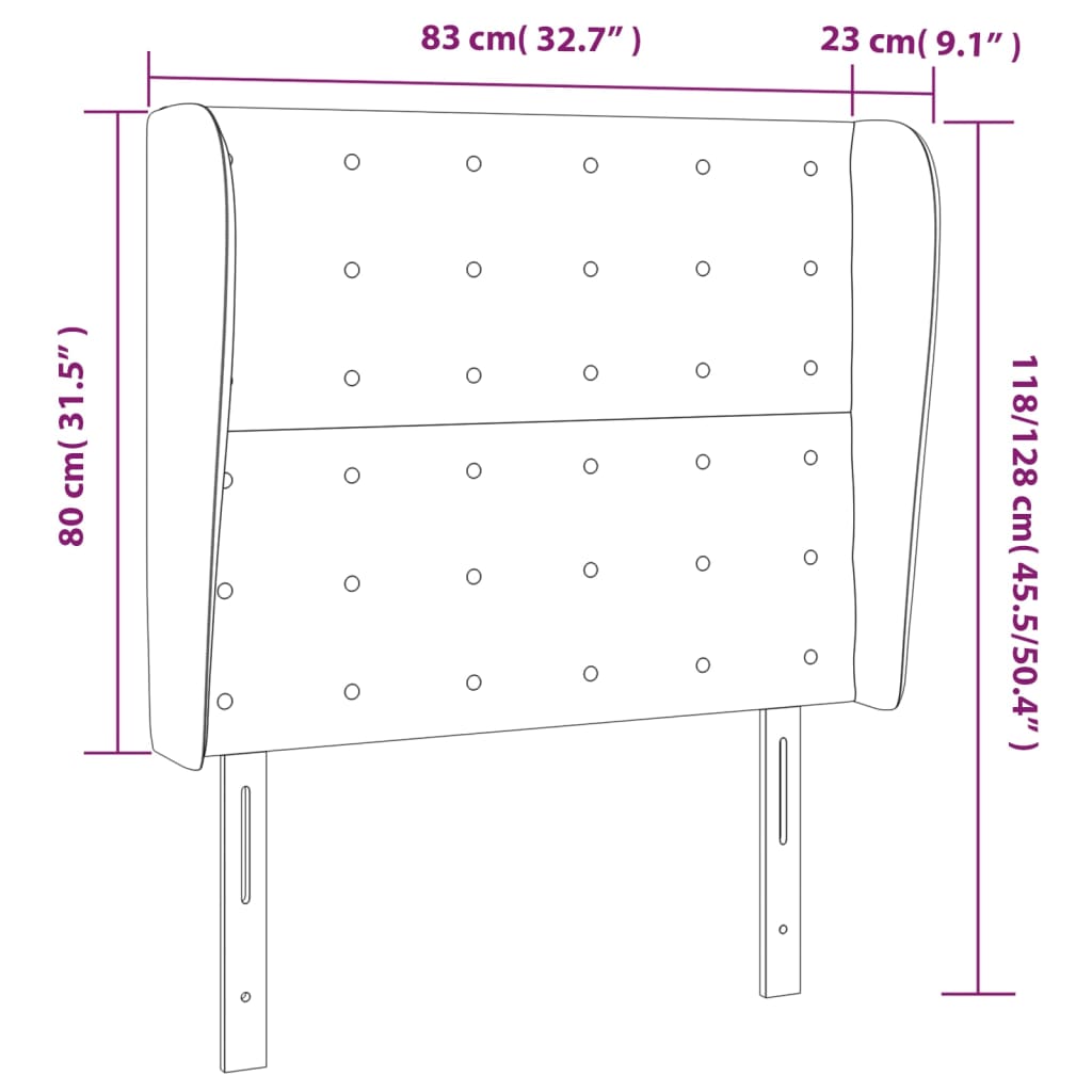 Hoofdbord met randen 83x23x118/128 cm stof donkerbruin – afbeelding 9