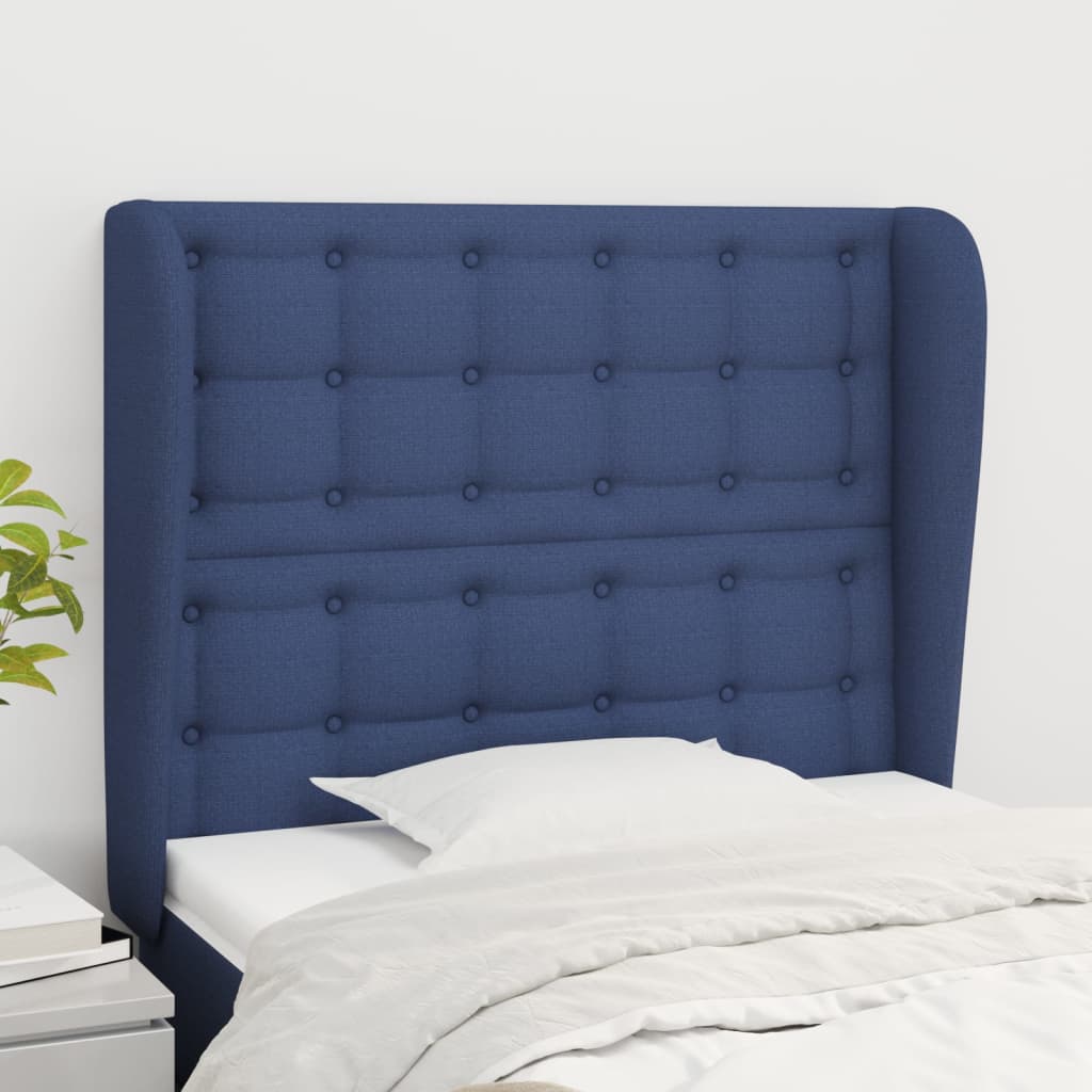 Hoofdbord met randen 83x23x118/128 cm stof blauw