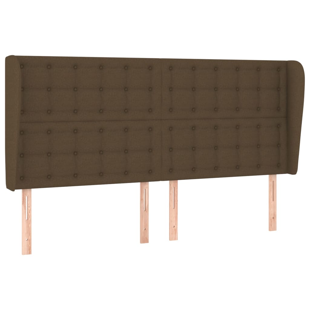 Hoofdbord met randen 163x23x118/128 cm stof donkerbruin – afbeelding 2