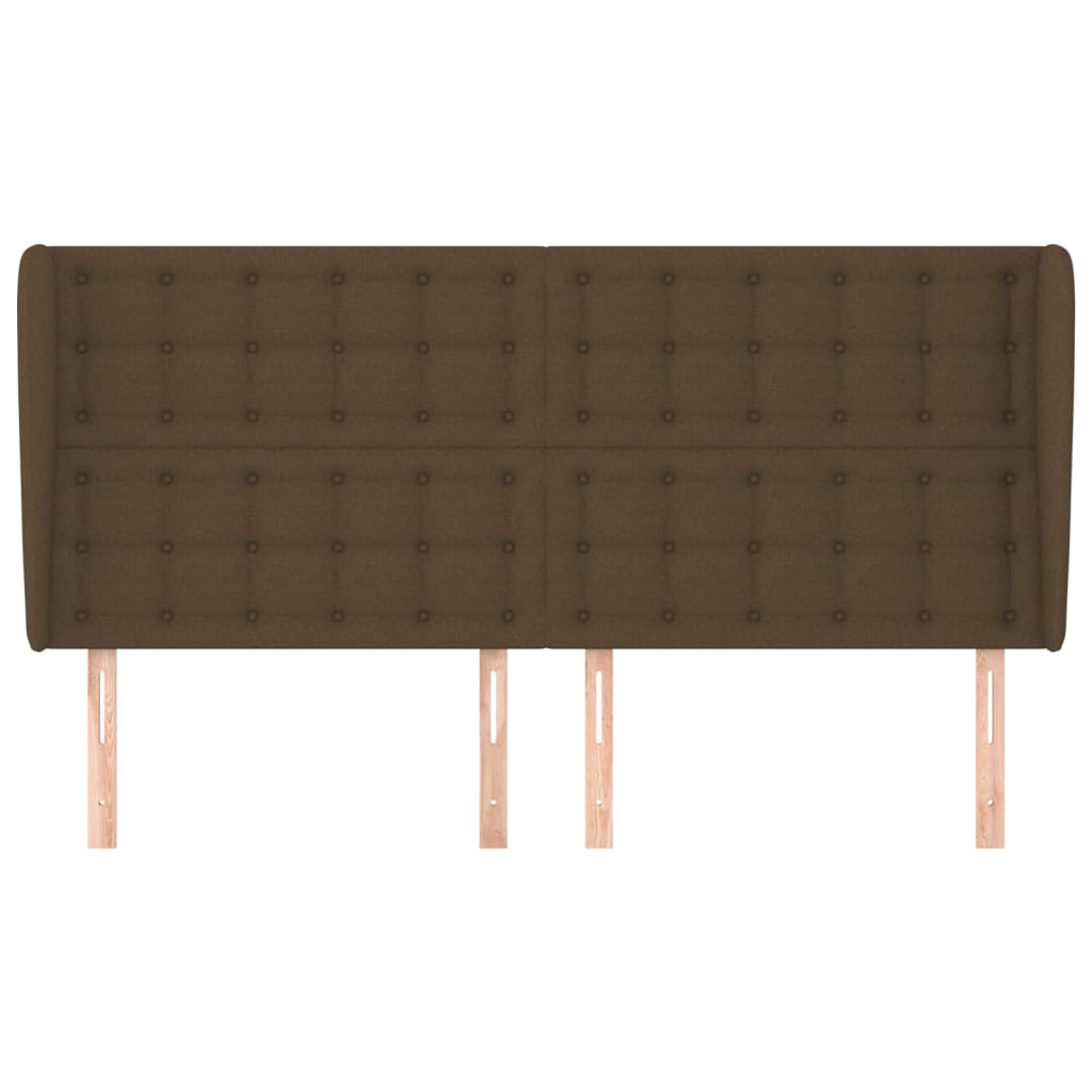 Hoofdbord met randen 163x23x118/128 cm stof donkerbruin – afbeelding 3