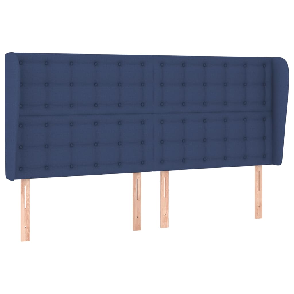 Hoofdbord met randen 163x23x118/128 cm stof blauw – afbeelding 2