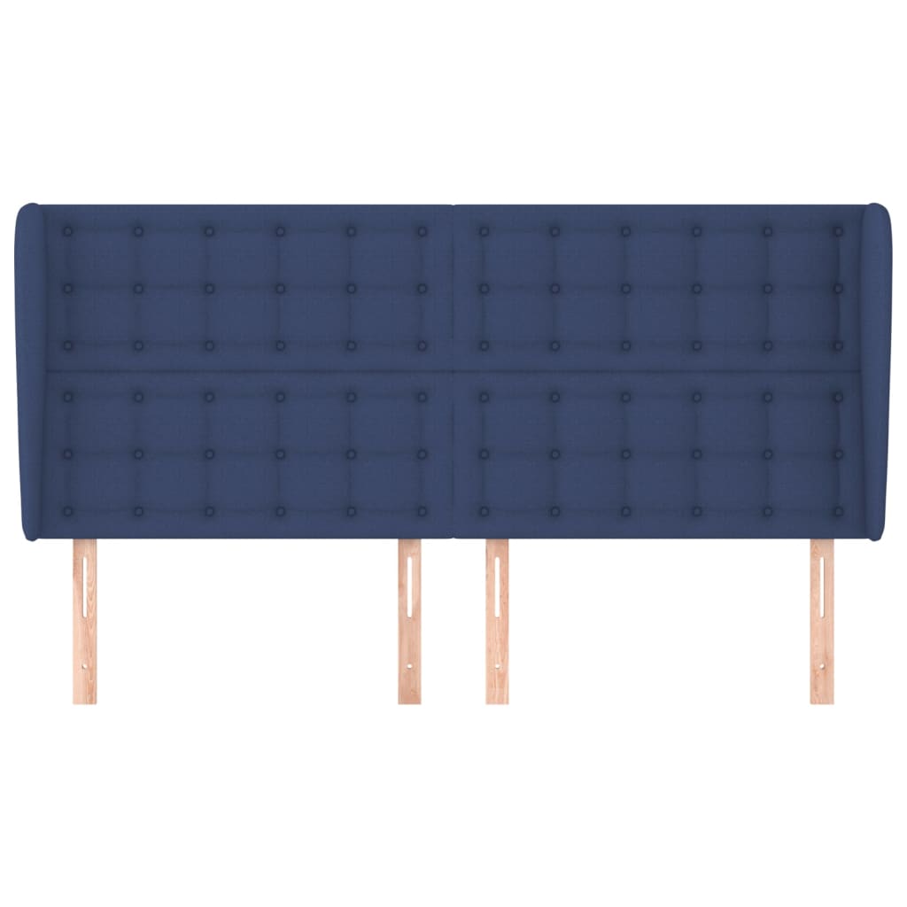 Hoofdbord met randen 163x23x118/128 cm stof blauw – afbeelding 3