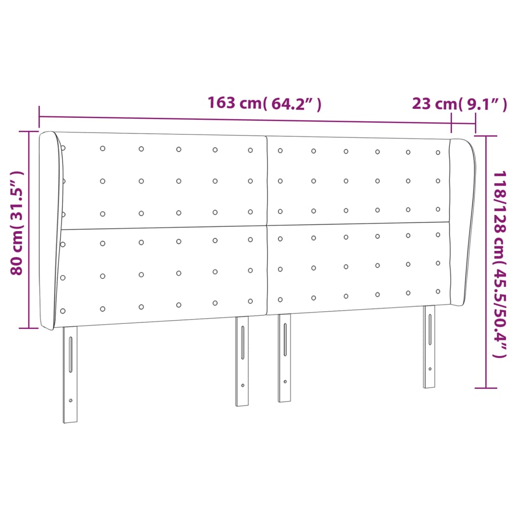 Hoofdbord met randen 163x23x118/128 cm stof blauw – afbeelding 9