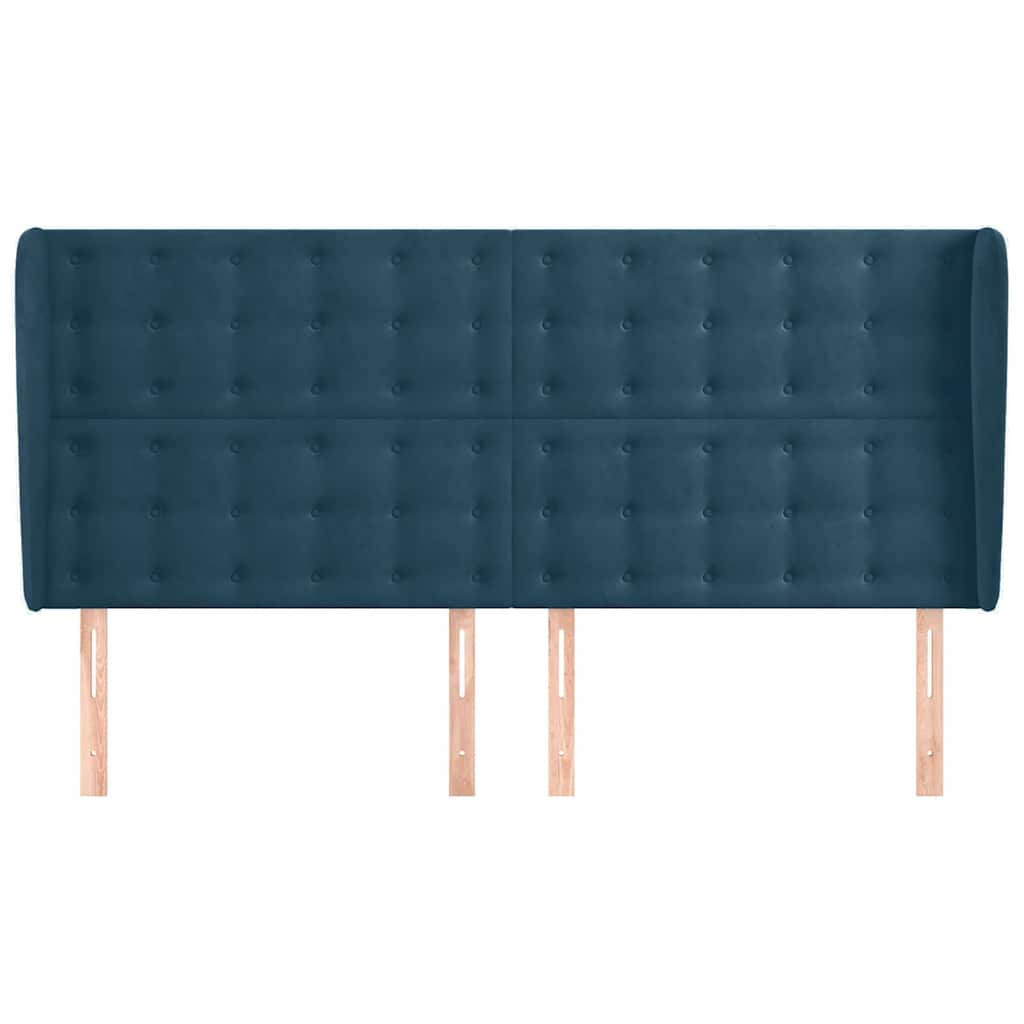Hoofdbord met randen 183x23x118/128 cm fluweel donkerblauw – afbeelding 3