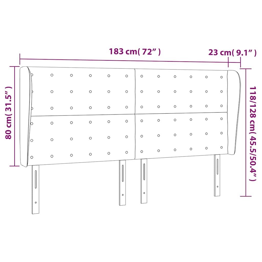 Hoofdbord met randen 183x23x118/128 cm fluweel donkerblauw – afbeelding 9