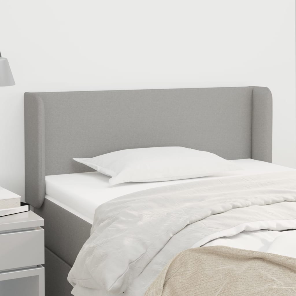 Hoofdbord met randen 83x16x78/88 cm stof lichtgrijs – afbeelding 1