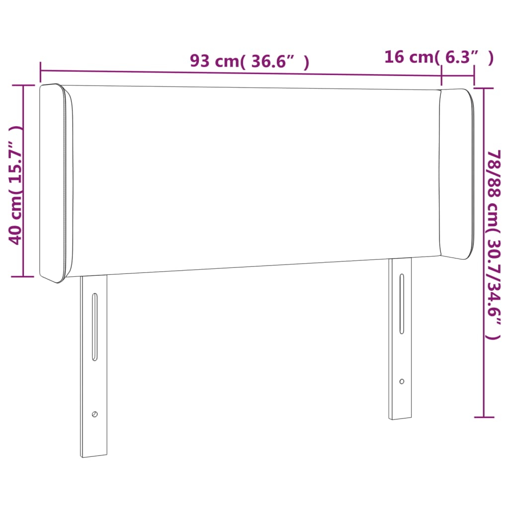 Hoofdbord met randen 93x16x78/88 cm stof crèmekleurig – afbeelding 9