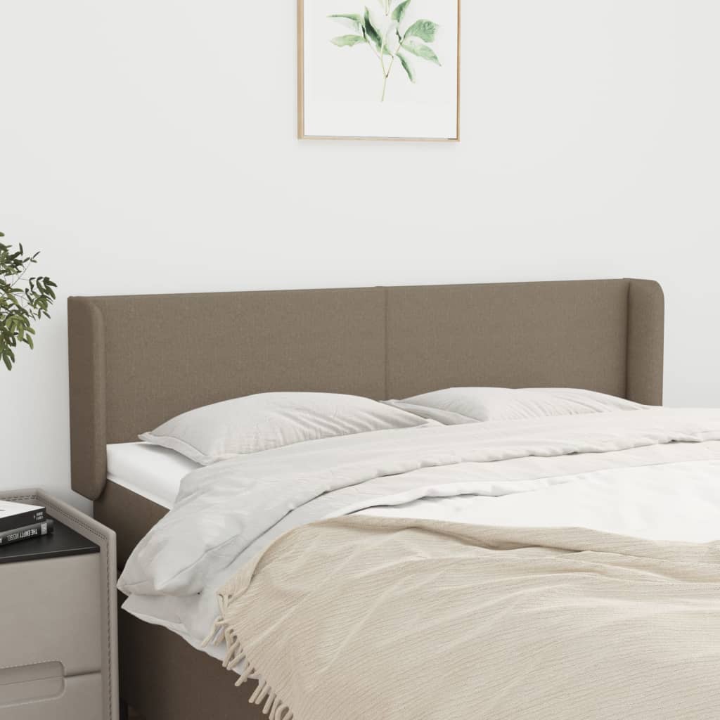 Hoofdbord met randen 147x16x78/88 cm stof taupe – afbeelding 1