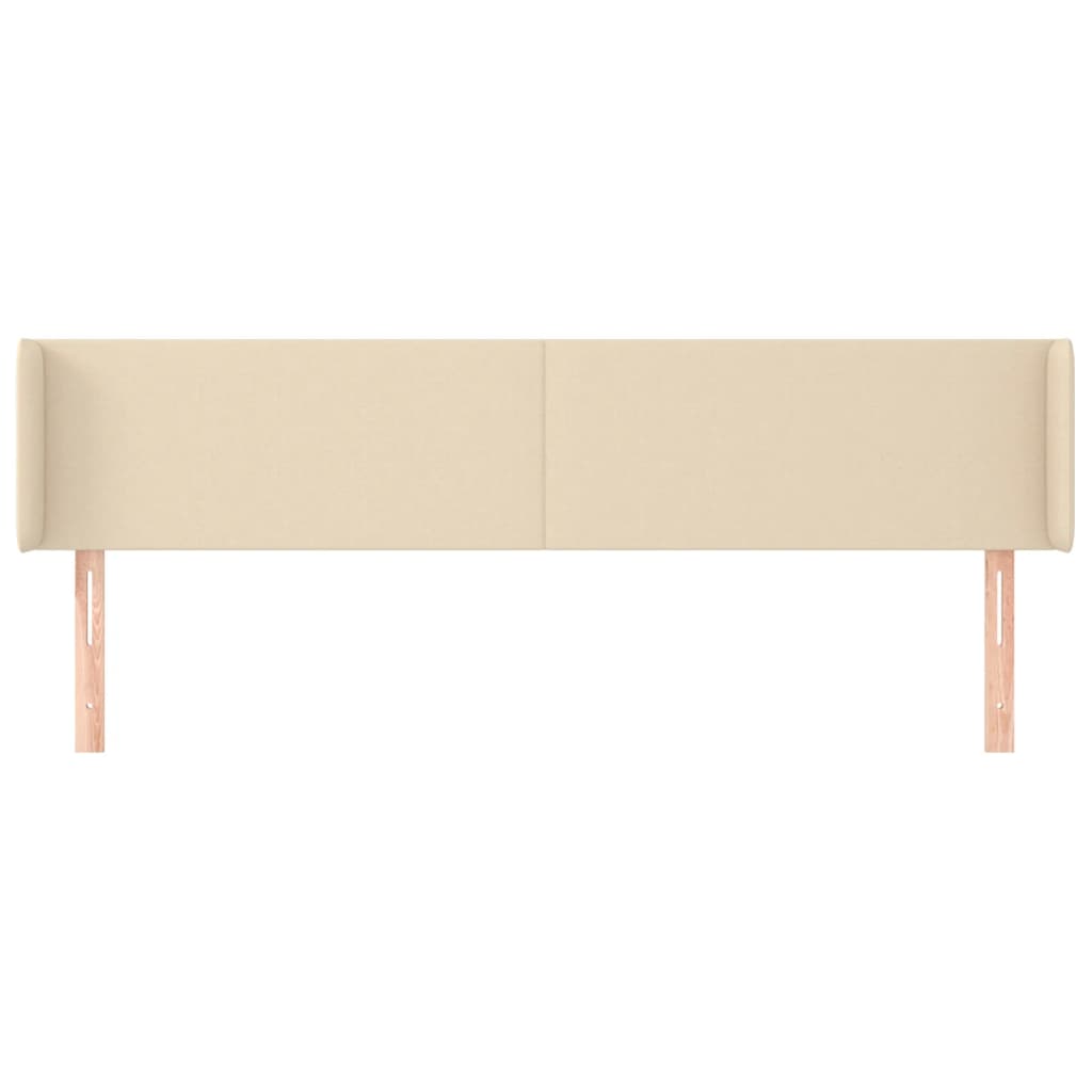 Hoofdbord met randen 163x16x78/88 cm stof crèmekleurig – afbeelding 3