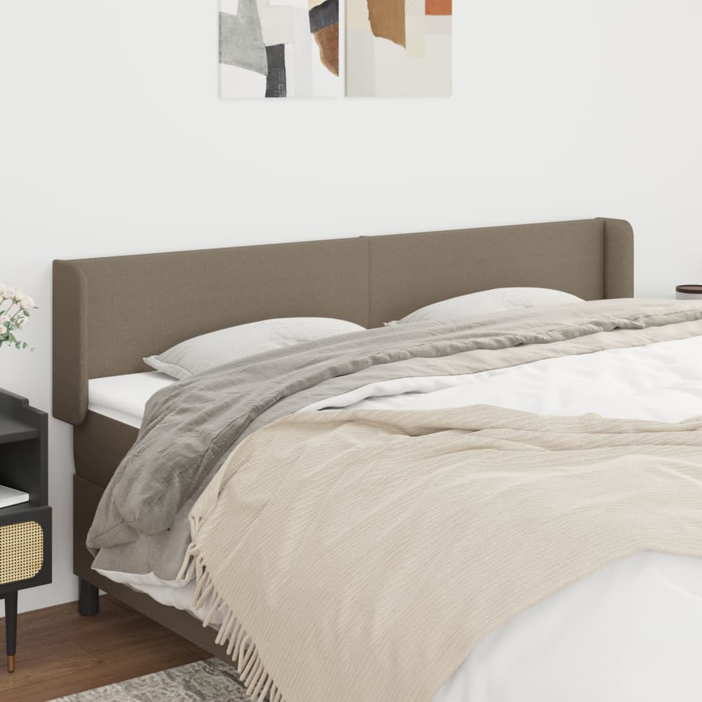 Hoofdbord met randen 203x16x78/88 cm stof taupe – afbeelding 1