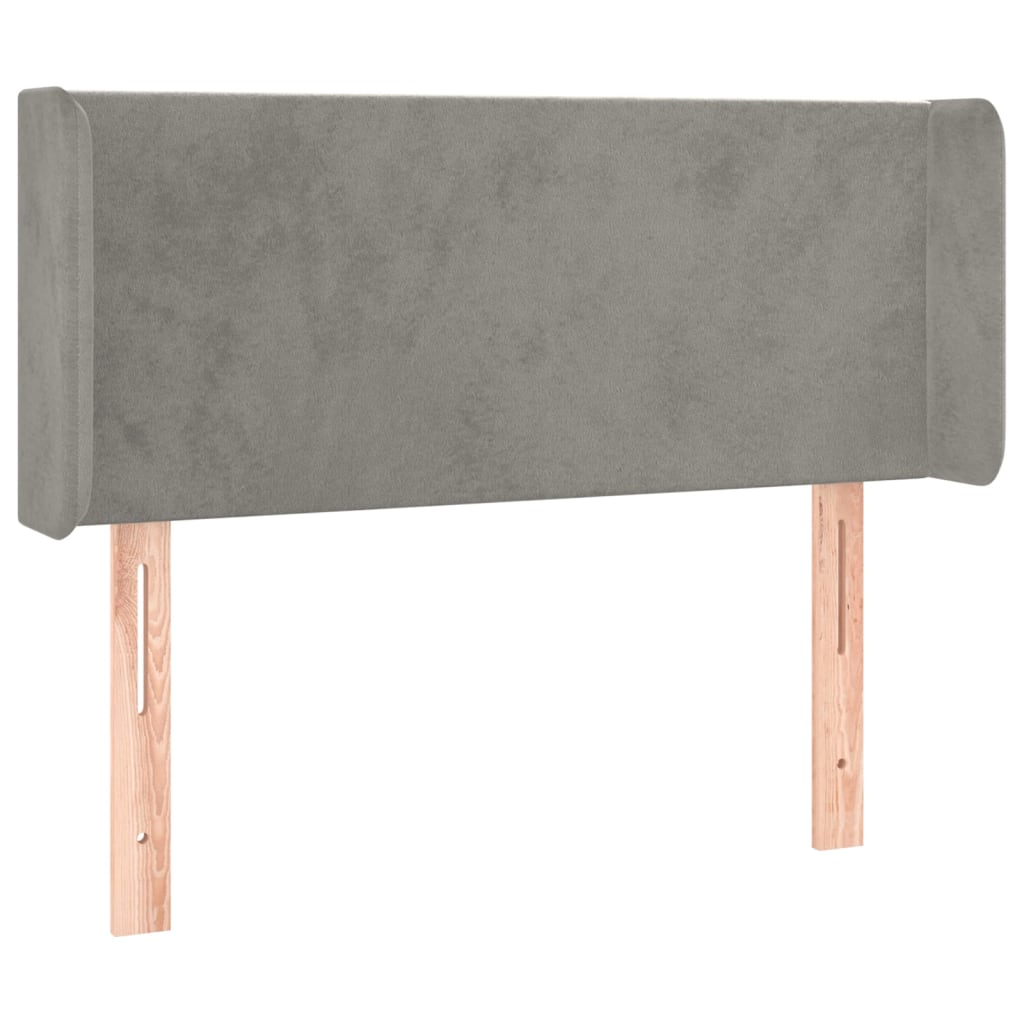 Hoofdbord met randen 83x16x78/88 cm fluweel lichtgrijs – afbeelding 2