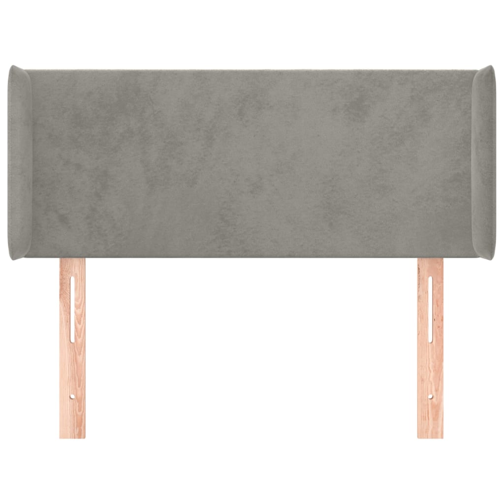 Hoofdbord met randen 83x16x78/88 cm fluweel lichtgrijs – afbeelding 3
