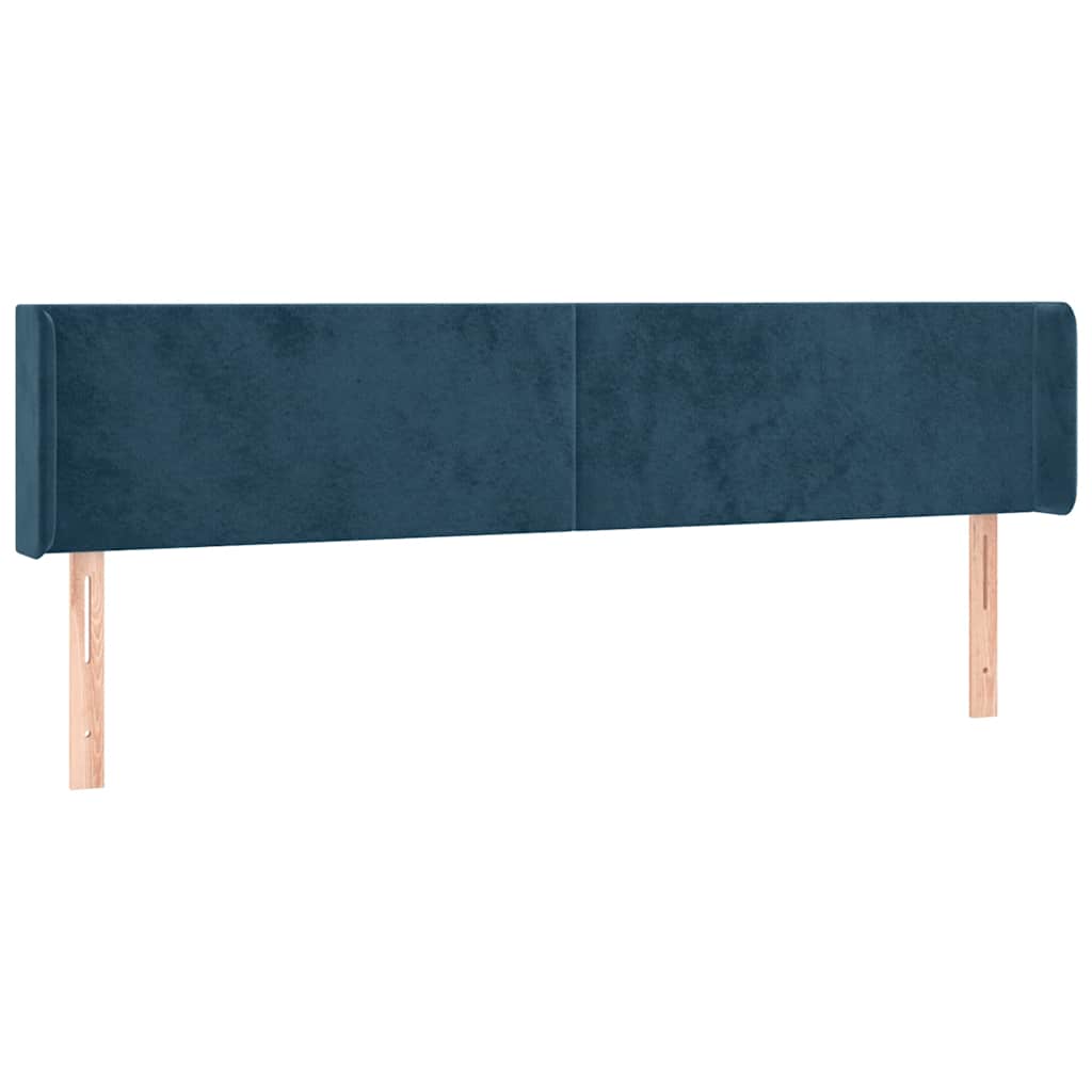 Hoofdbord met randen 163x16x78/88 cm fluweel donkerblauw – afbeelding 2