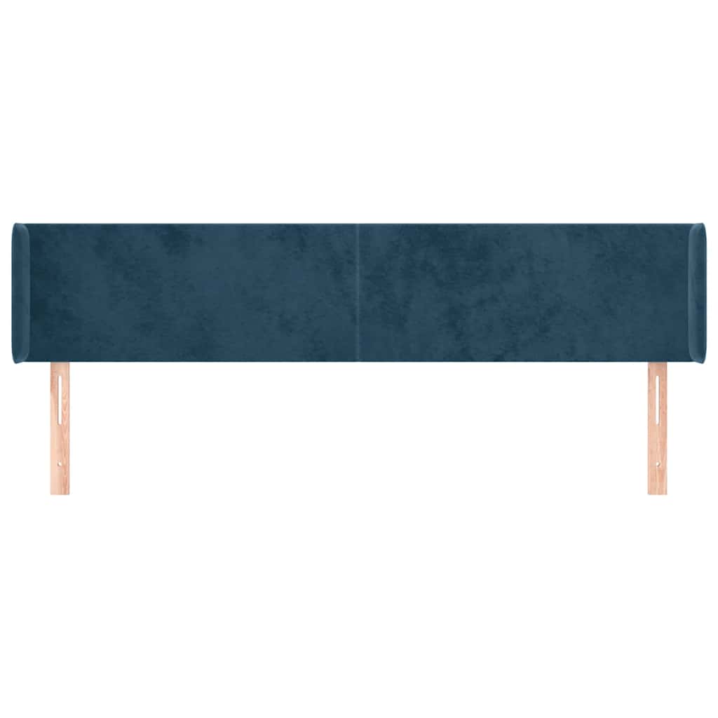Hoofdbord met randen 163x16x78/88 cm fluweel donkerblauw – afbeelding 3
