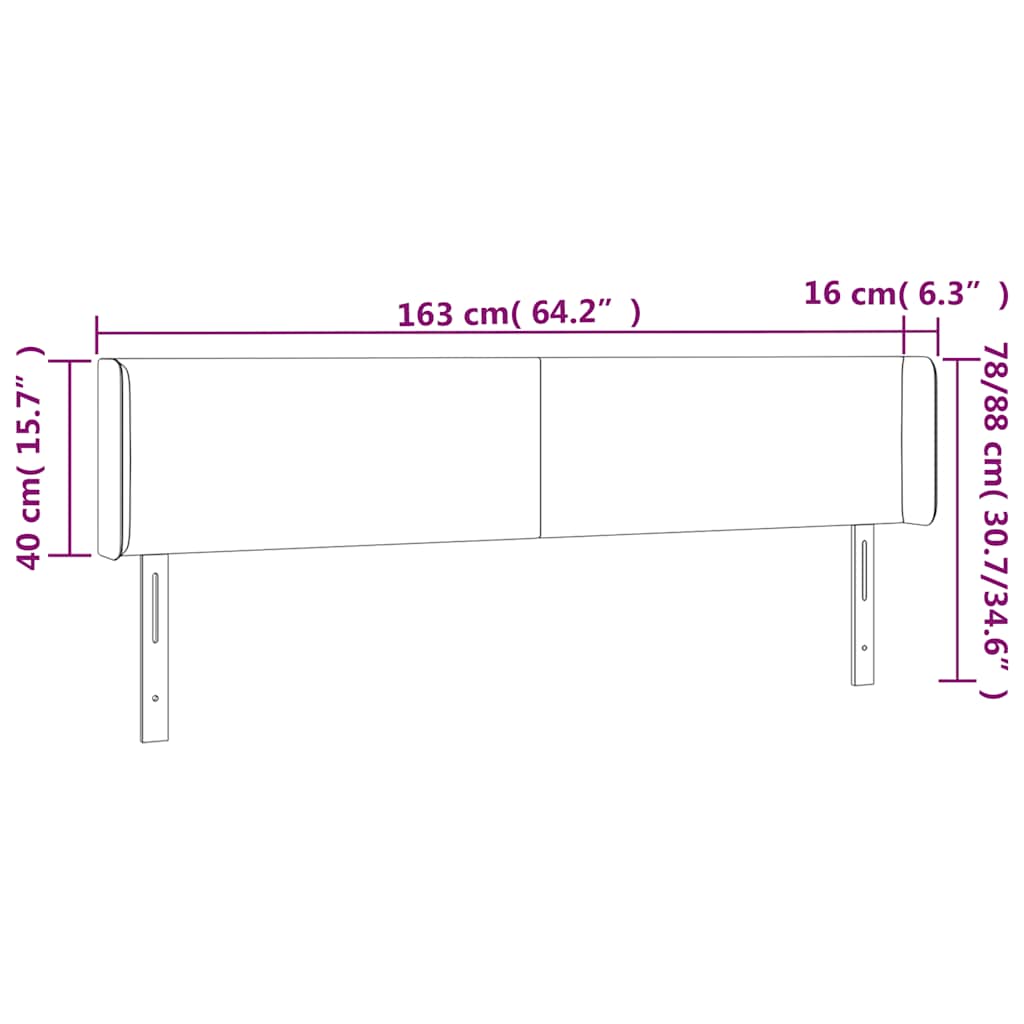 Hoofdbord met randen 163x16x78/88 cm fluweel donkerblauw – afbeelding 9