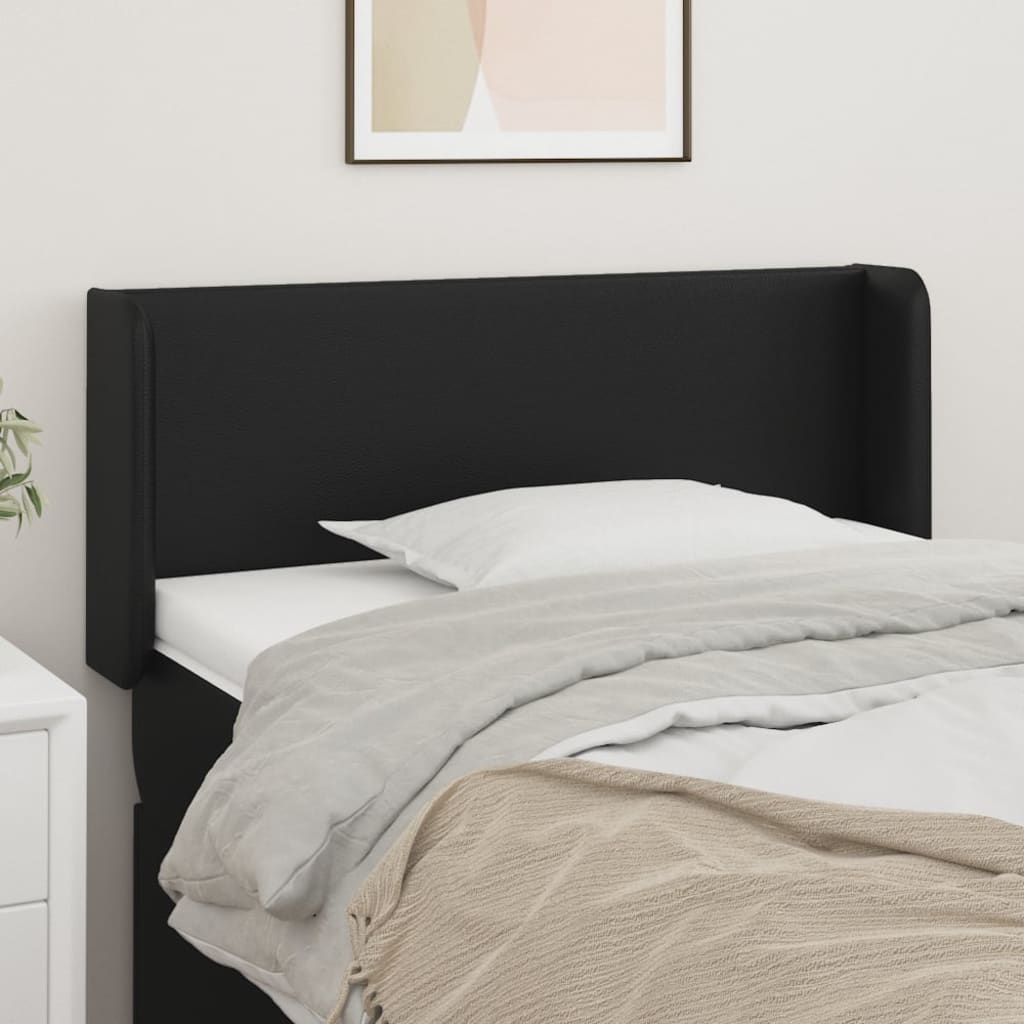 Hoofdbord met randen 93x16x78/88 cm kunstleer zwart – afbeelding 1