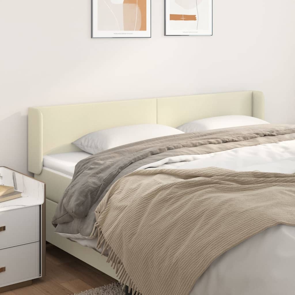 Hoofdbord met randen 163x16x78/88 cm kunstleer crèmekleurig – afbeelding 1