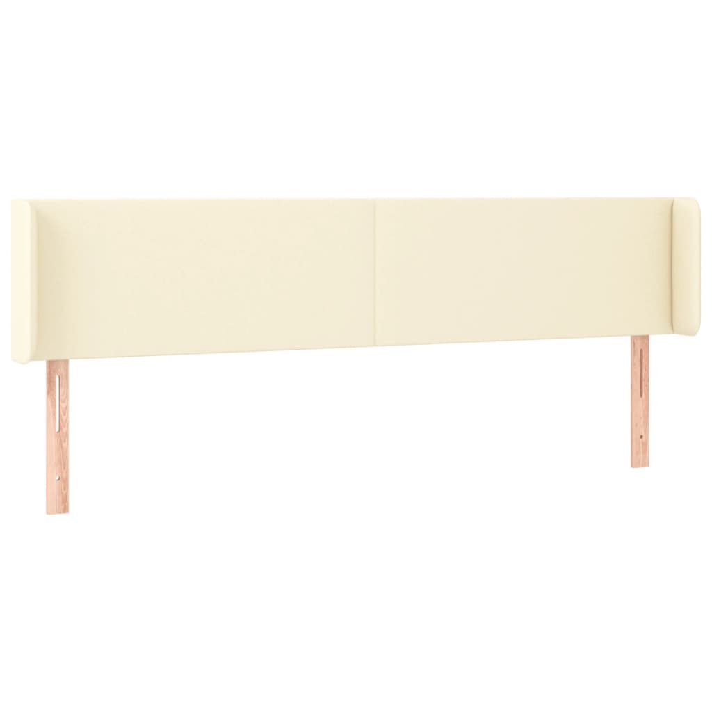 Hoofdbord met randen 163x16x78/88 cm kunstleer crèmekleurig – afbeelding 2