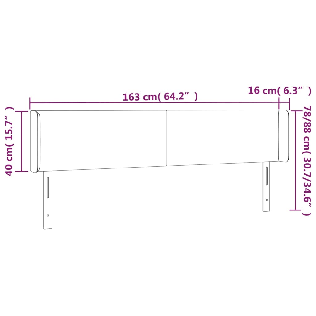 Hoofdbord met randen 163x16x78/88 cm kunstleer crèmekleurig – afbeelding 9
