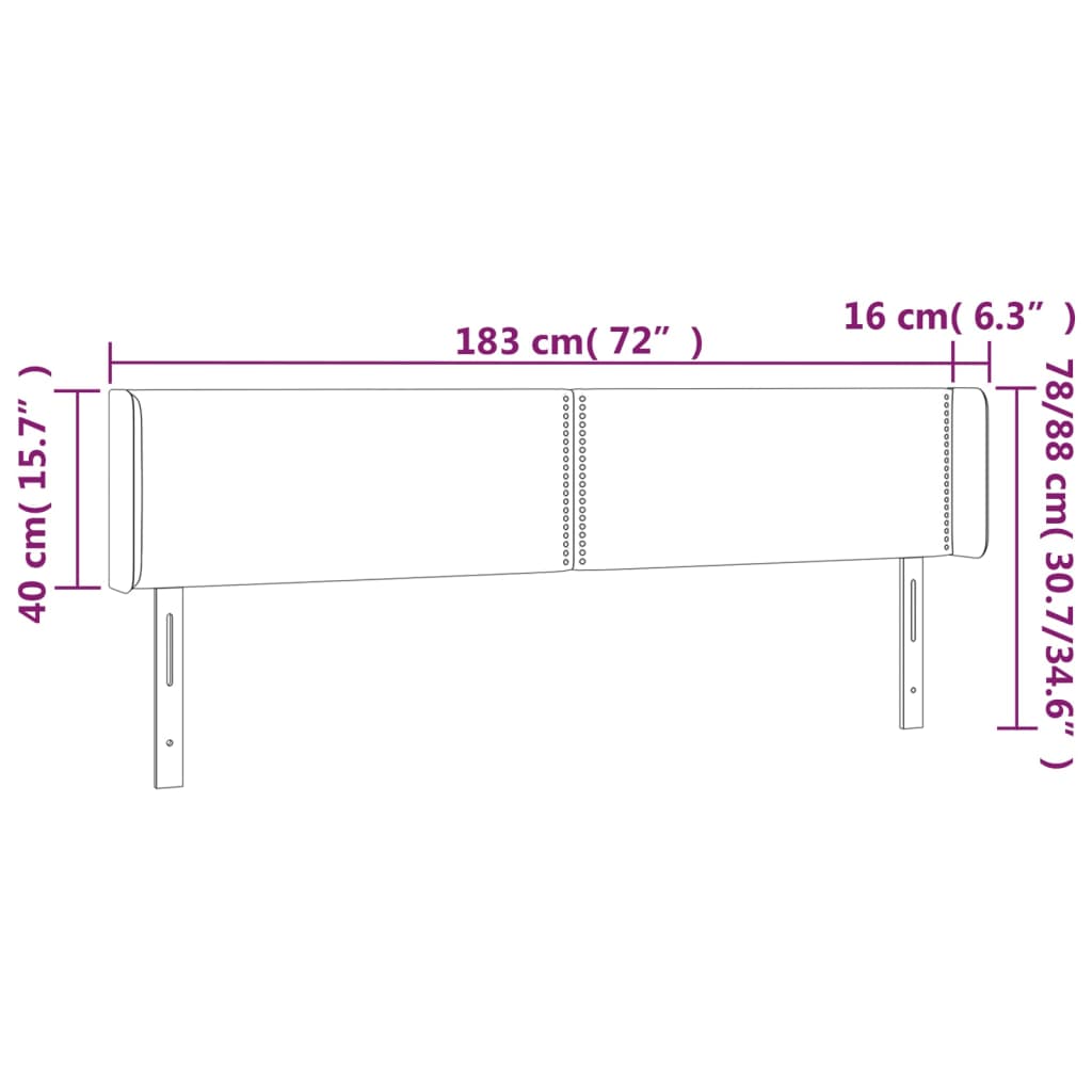 Hoofdbord met randen 183x16x78/88 cm stof blauw – afbeelding 9