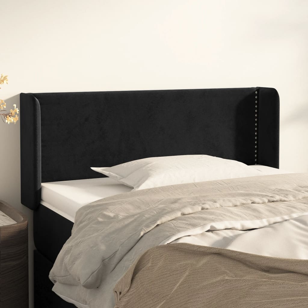 Hoofdbord met randen 93x16x78/88 cm fluweel zwart – afbeelding 1