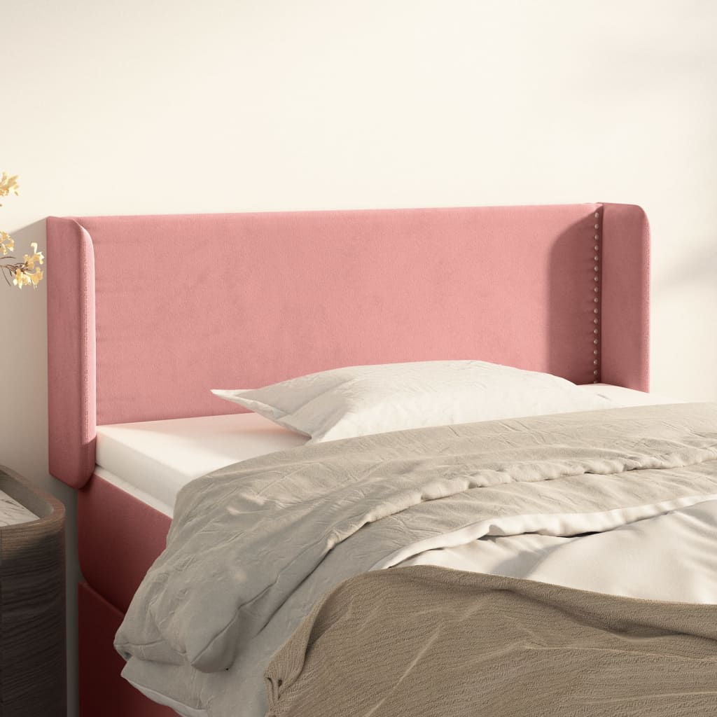 Hoofdbord met randen 103x16x78/88 cm fluweel roze