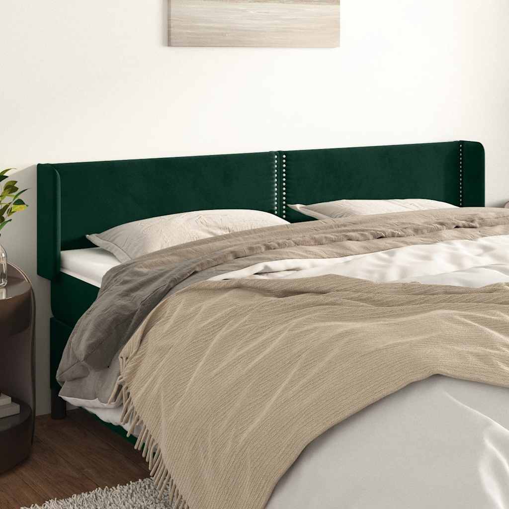 Hoofdbord met randen 183x16x78/88 cm fluweel donkergroen