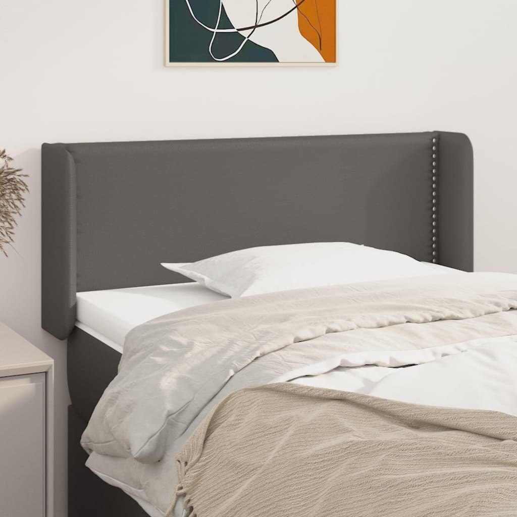 Hoofdbord met randen 83x16x78/88 cm kunstleer grijs – afbeelding 1