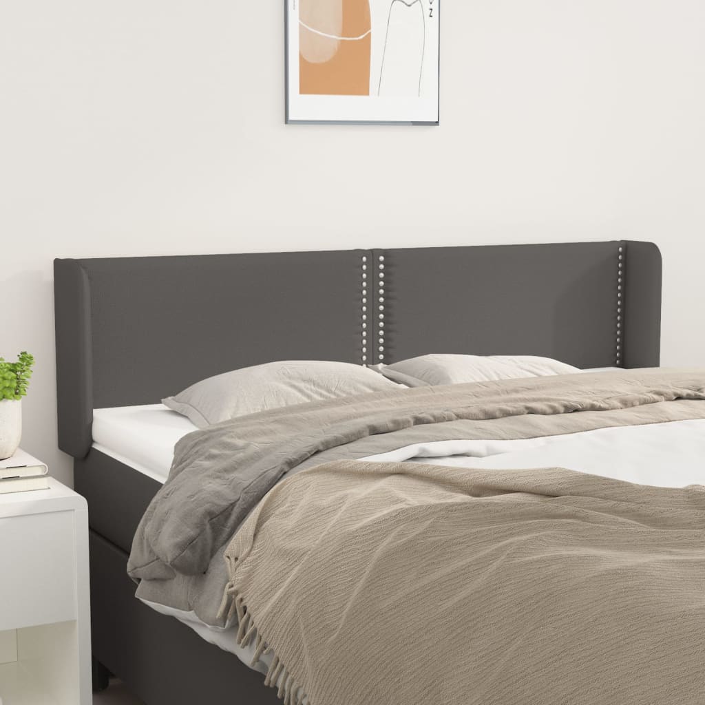 Hoofdbord met randen 147x16x78/88 cm kunstleer grijs – afbeelding 1