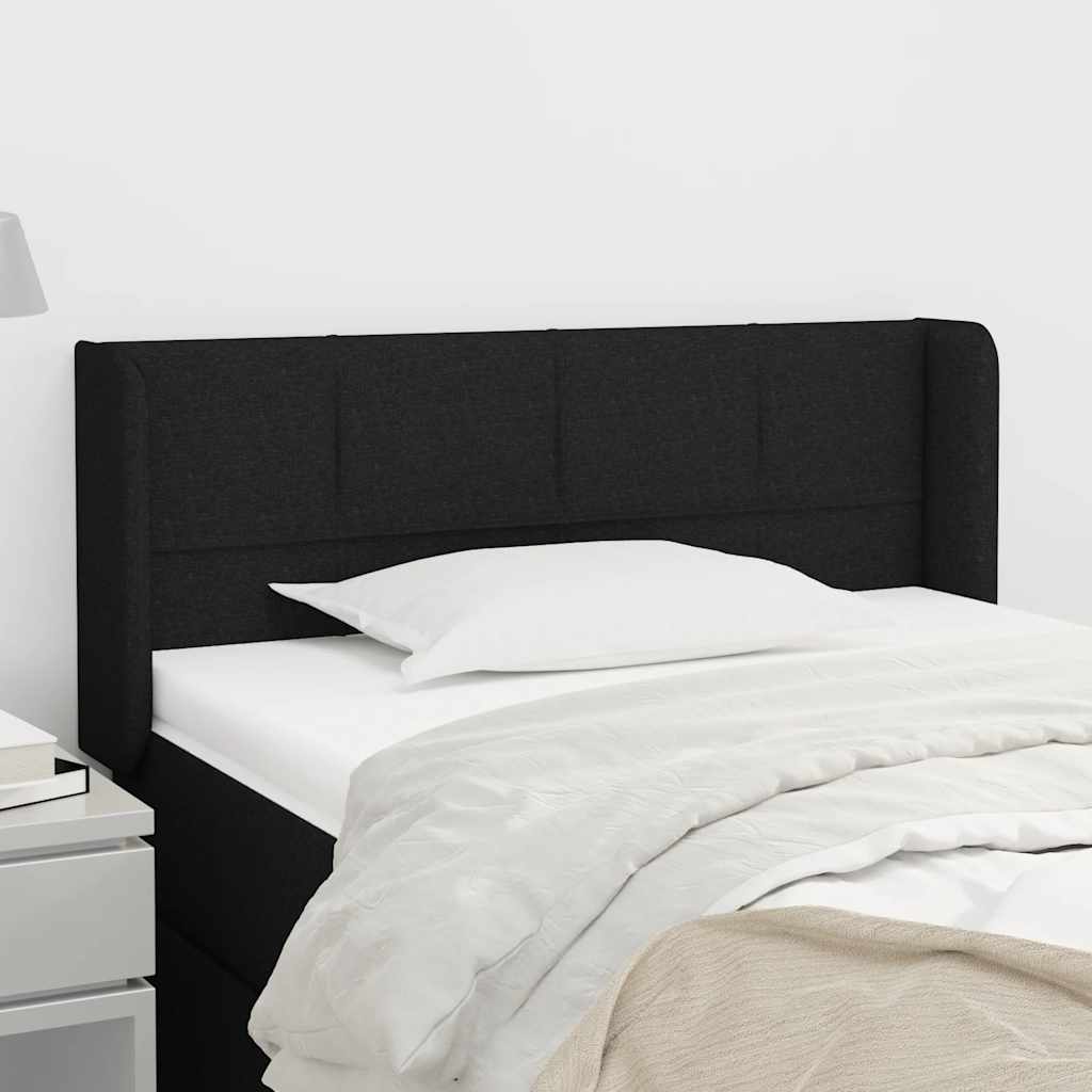 Hoofdbord met randen 83x16x78/88 cm stof zwart – afbeelding 1