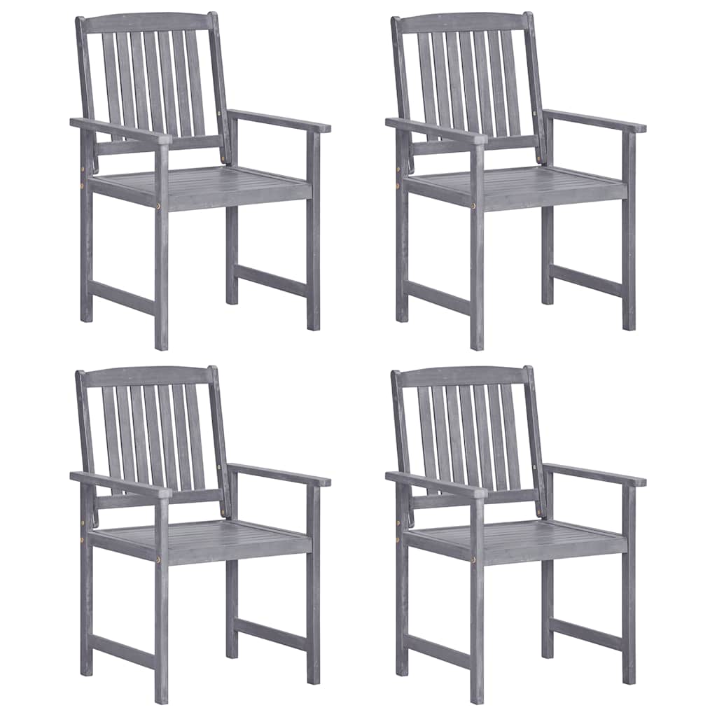 Tuinstoelen 4 st massief acaciahout grijs