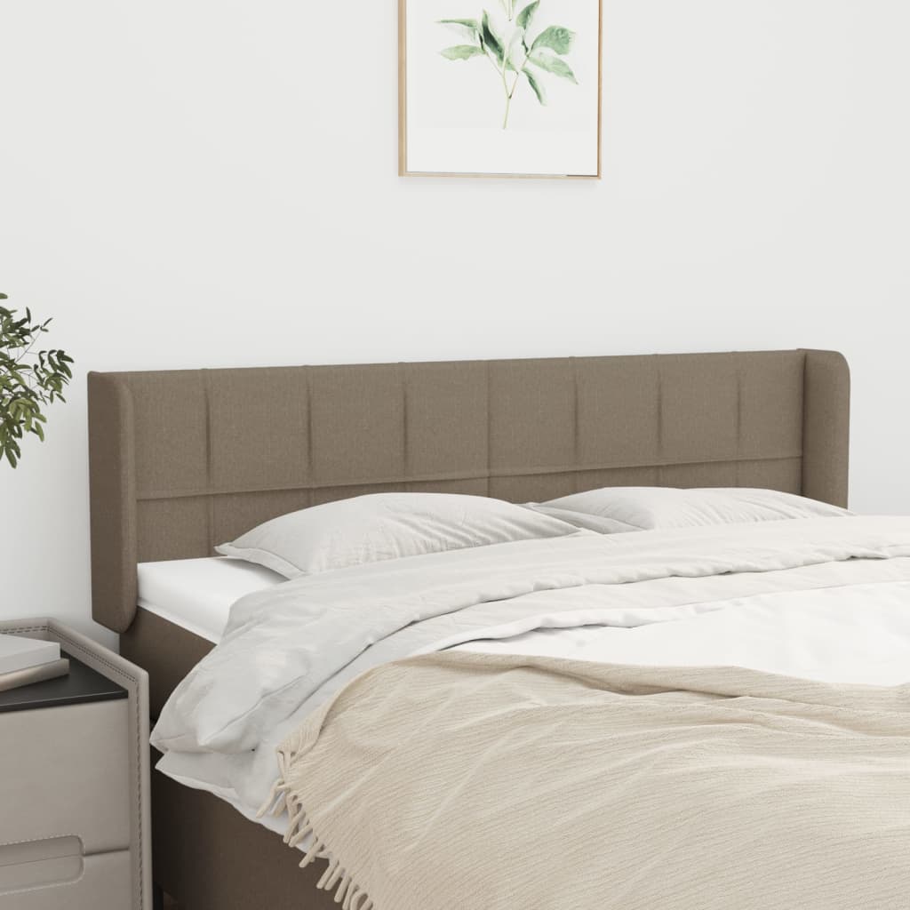 Hoofdbord met randen 147x16x78/88 cm stof taupe – afbeelding 1